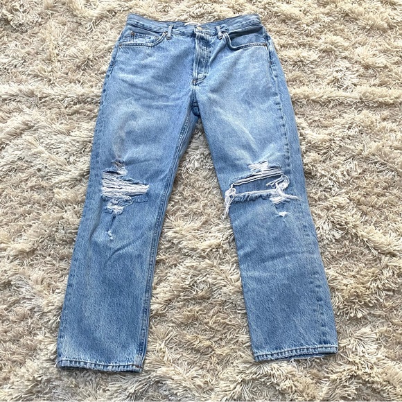 AGOLDE Riley High Rise Crop Distressed buttonfly Jeans 29 - Picture 5 of 10